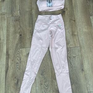 Light Pink Activewear Set with Silver Stripe